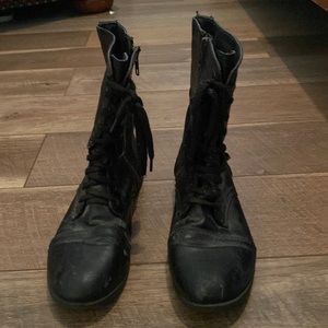 Madden Girl Trixie Zip Up Black Combat Boots Size 8 1/2
